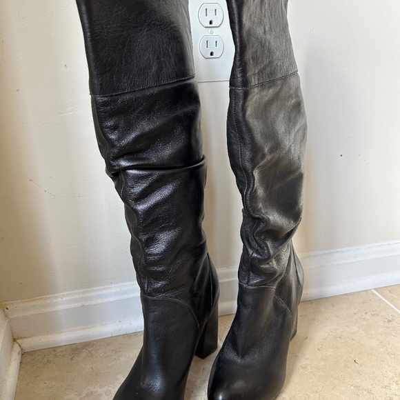 All leather slouchy black boots - Picture 1 of 4